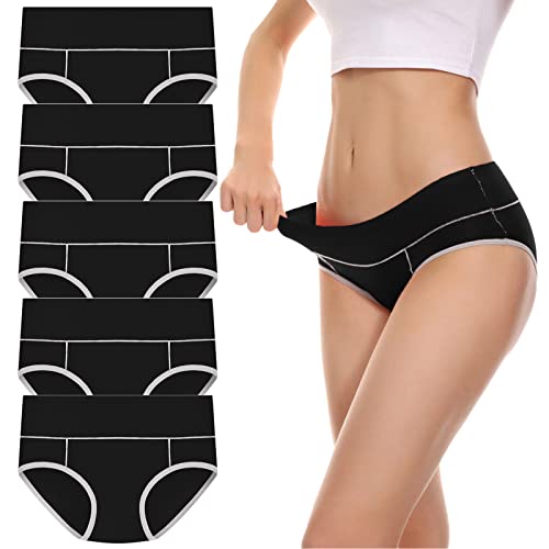 Periodenunterschwäsche Starke Blutung Damen Unterhosen Hipster Period Panties Sporty Periodenunterwäsche Waschbare Slipeinlagen Panties Baumwolle Menstruationsunterwäsche Periodenslip 5er Pack von Fulidngzg