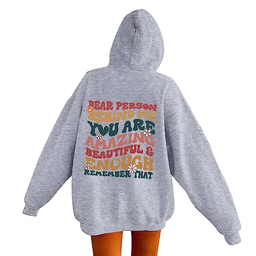 Pullover Damen: mit Kapuze Hoody Hippie Y2K Hoodie Teenager Mädchen Elegant Pulli Vintage Locker Letter Print Kapuzenpullover Sweatshirt Oversized Harajuku Streetwear Grosse Grössen von Fulidngzg