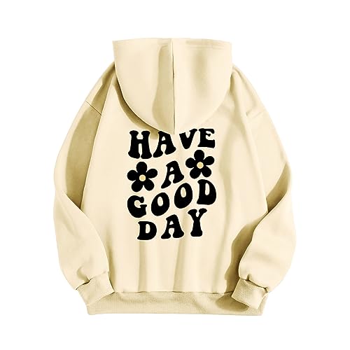 Pullover Teenager Mädchen Teenager Mädchen Pullover Locker mit Kapuze Kapuzenpullover Letter Print Hippie Hoodie Grosse Grössen E-Girl Aesthetic Hoody Sweatshirt 90er Oversized Elegant Pulli von Fulidngzg