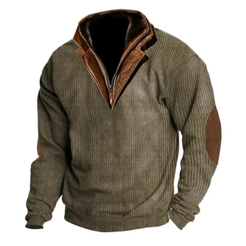 Pullover mit Reissverschluss Herren: Schwarzer Half Zip Pullover Winterpullover Warm Thermo Sweatshirt Arbeitspullover Ohne Kapuze Winter Wollpullover Fleecepullover Langarm Jagd Fleecepulli von Fulidngzg