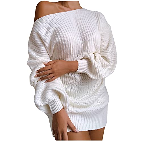 Pulloverkleid Damen Lang Sexy Strickkleid Pullikleid Enges Schnitt Pulloverkleid Winterkleider Bodycon für Leggings Sweater Kleid Strick Kleider Grobmaschig Elegant Strickpullover Langarmkleid von Fulidngzg