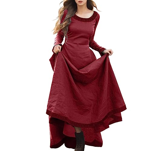 Rapunzel Kostüm Damen Steampunk Elfen Mittelalterkleid Cosplay Burgfräulein Kostüm Sommer Gothic Kleid Lang Fee Wikinger Kleidung Viktorianisches Renaissance Elfenkleid Robin Hood Kostüm von Fulidngzg