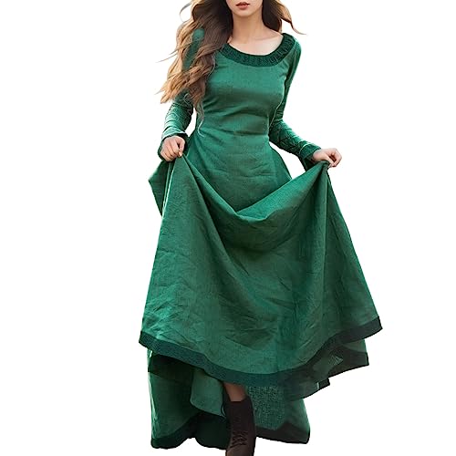 Rapunzel Kostüm Damen Steampunk Elfen Mittelalterkleid Cosplay Burgfräulein Kostüm Sommer Gothic Kleid Lang Fee Wikinger Kleidung Viktorianisches Renaissance Elfenkleid Robin Hood Kostüm von Fulidngzg