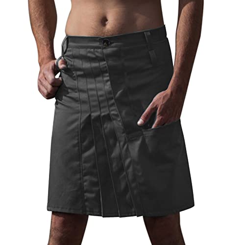 Rock Herren Individualität Vintage Schottenrock Punk mit Taschen Schottland Rock Taschenröcke Traditioneller Party Klassischer Kilt mittelalterliche Kurzer Karierter Faltenrock von Fulidngzg