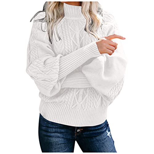 Rollkragenpullover Damen Baumwolle Wolle Kaschmir Strickpullover Pullover Cashmere Langarm Pulli Elegant Norweger Winterpullover Winterpullis Kuschel Baumwollpullover Rollkragenshirt von Fulidngzg