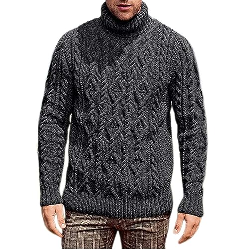 Rollkragenpullover Herren Wolle Basic Schwarz Rollkragenshirt Winterpullover Solid Slim Fit Pullover Rollkragenpulli Rollkragen Business Baumwolle Rollkragenpullover Strickpullover Turtleneck von Fulidngzg