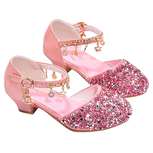 Sandalen Mädchen 29 Glitzer Partei Bowknot Kinderschuhe Leder Schmal Festlich mit Absatz Pumps Tanzschuhe Sommer Klettverschluss Cosplay Schuhe Stöckelschuhe Prinzessin von Fulidngzg
