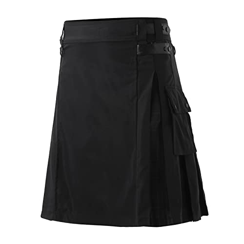 Schottenrock Herren Karierter Party Taschenröcke Schottischer Mode Schottland Rock Faltenrock mittelalterliche mit Taschen Gothic Punk Traditioneller Kurzer Kilt von Fulidngzg