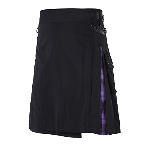 Schottenrock Herren Karierter Party Taschenröcke Schottischer Mode Schottland Rock Faltenrock mittelalterliche mit Taschen Gothic Schottenrock Punk Traditioneller Kurzer Kilt von Fulidngzg