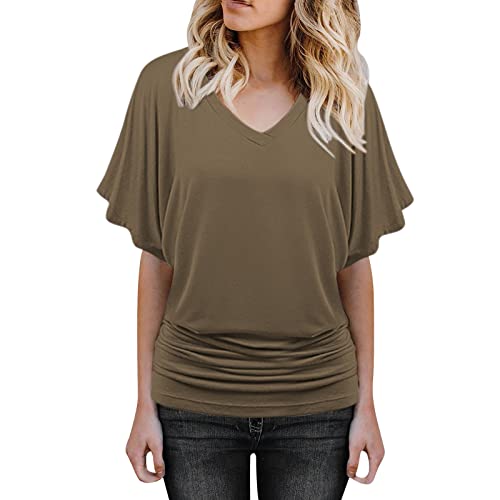 Shirt mit Gummizug Am Saum Damen Große Größen Shirts Elegant Schwarzes Made in Italy Hawaii Hemd Locker Fledermaus Tshirt Chiffon Kurzarm Tunika Sommer Festliche Festlich Bluse Oberteile Shirt mit Gummizug Am Saum Damen Große Größen Shirts Elegant Schwarzes Made in Italy Hawaii Hemd Locker Fledermaus Tshirt Chiffon Kurzarm Tunika Sommer Festliche Festlich Bluse Oberteile von Fulidngzg