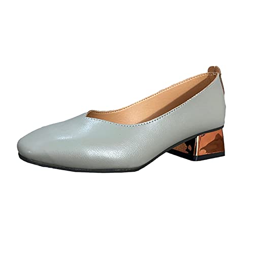 Silberne Schuhe Damen: Flacher Absatz High Heels Grau Breite Füße Pumps Elegant Hochzeit Trachtenschuhe Dirndl Schuhe Business Rockabilly Absatzschuhe 2023 Weite H Festliche Damenschuhe von Fulidngzg