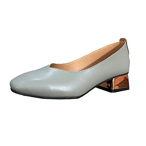 Silberne Schuhe Damen: Flacher Absatz High Heels Grau Breite Füße Pumps Elegant Hochzeit Trachtenschuhe Dirndl Business Rockabilly Absatzschuhe 2023 Weite H Festliche Damenschuhe von Fulidngzg