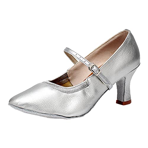 Slingback Pumps Damen, Blockabsatz Dirndl Schuhe Silber Hochzeit Absatzschuhe Festliche Slingback High Heels Trachtenschuhe Business Rockabilly Pumps 2023 Sexy mit Riemchen Tanzschuhe von Fulidngzg