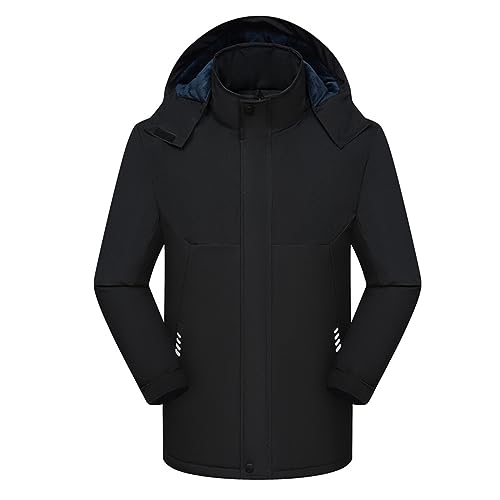 Softshelljacke Herren Winter Fleecejacke Warme Gefüttert Skijacke Outdoor Winddicht Wasserdicht Jacke Verdickt Funktionsjacke mit Abnehmbarer Kapuze Winterjacke übergangsjacke für Wandern Camping von Fulidngzg