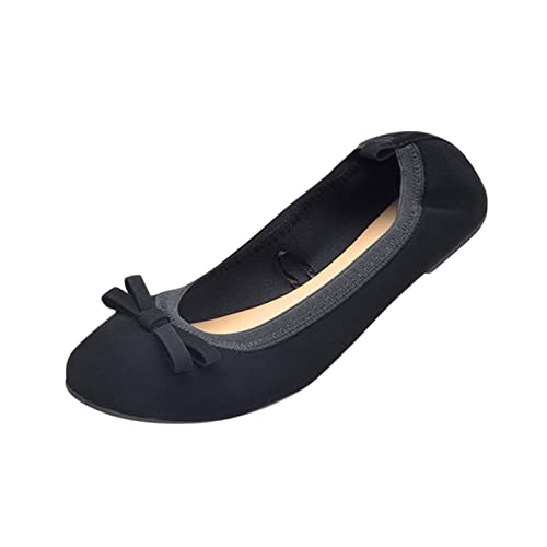 Sportliche Ballerinas Damen Elegant Lackschuhe Bequem Balerinaschuhe Flach Weite K Halbschuhe Schwarze Leder Slipper Mokkasins Wildling Tanzschuhe Damenschuhe von Fulidngzg