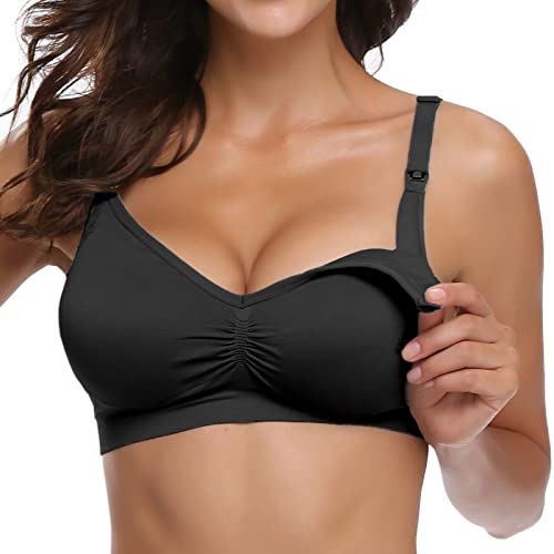 Stilltops Damen Verlängerung Atmungsaktiv Grosse Grössen Sport Nursing Bra Große Brüste mit Push Up Stilltops Bustier Baumwolle Ohne Bügel Nahtlos Umstands BH Schwangerschafts BH Stillbhs von Fulidngzg