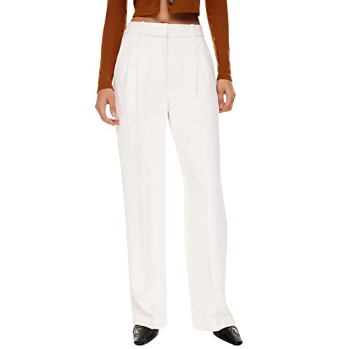 Stoffhose Damen Elegant High Waist Marlenehose Old Money Stretch Damenhosen Weite Hose Schwarze Weites Bein Palazzo Anzughose Korean Fashion Lang Bundfaltenhose Lockere Hosen von Fulidngzg