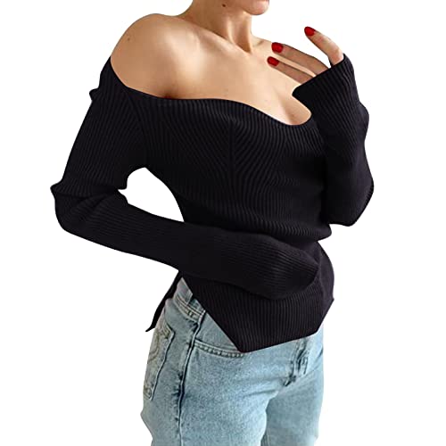 Strickpullover Damen: Herbst Winter Häkelpullover Strickpullover Lässig Elegant Pulli Vintage Leichter Dünne Pullover Warm Sexy Langarm Sweater Slim Oversize Casual Grobstrickpullover von Fulidngzg