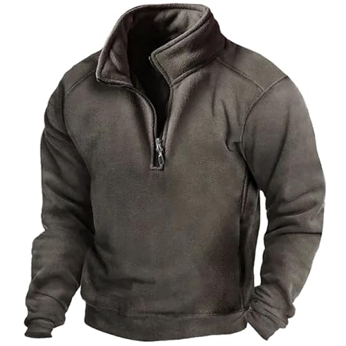 Sweatshirts Für Herren Schwarzer Zip Sweatshirt Fleecepullover Thermo Fleece Pullover Arbeitspullover Jagd Langarm Funktionsshirt Winterpullover Ohne Kapuze Winter Wollpullover von Fulidngzg