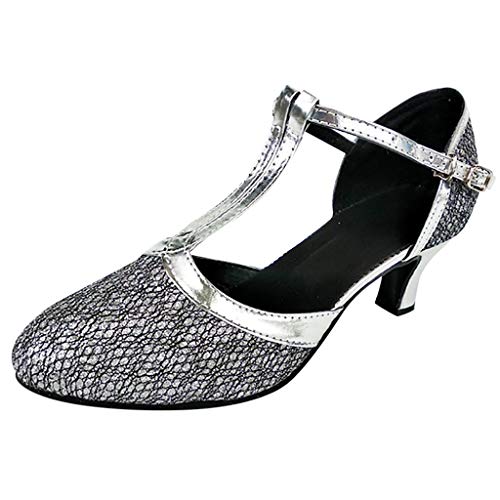 Tanzschuhe Damen Breiter Fuß Größe Geschlossen Halbschuhe Hochzeit mit Riemchen Bequem Spitz Sandalen Leder Festlich Elegant High Heels Elegant Pumps Plateau Kleiner Absatz Sommerschuhe von Fulidngzg