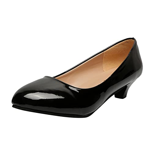 Tanzschuhe Damen Leder Stiletto Absatzschuhe Brautschuhe Schwarz mit Absatz Damenschuhe Hochzeitsschuhe Bequem Vorne Geschlossen Hohe Schuhe High Heels Elegant Hochfrontpumps Halbschuhe von Fulidngzg