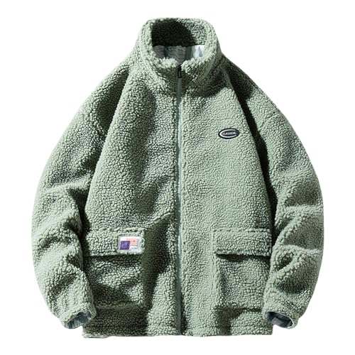 Teddy Pullover Herren Herbst Winter Vintage Felljacke Jacke Zipper Dicke Teddyfleece Wolljacke Teddyfell Gefüttert Fleecejacke Kälteschutzjacke Thermo Übergröße Kuscheljacke Jagdjacke von Fulidngzg
