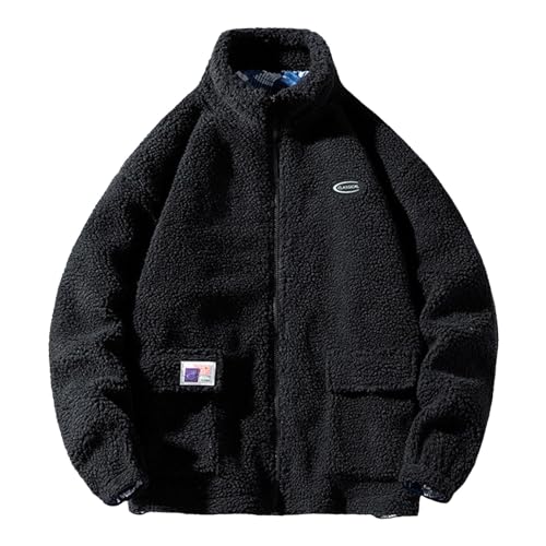 Teddy Pullover Herren Herbst Winter Vintage Felljacke Jacke Zipper Dicke Teddyfleece Wolljacke Teddyfell Gefüttert Fleecejacke Kälteschutzjacke Thermo Übergröße Kuscheljacke Jagdjacke von Fulidngzg