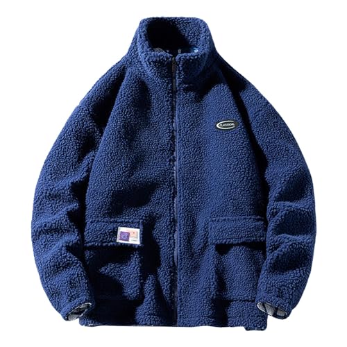 Teddy Pullover Herren Herbst Winter Vintage Felljacke Jacke Zipper Dicke Teddyfleece Wolljacke Teddyfell Gefüttert Fleecejacke Kälteschutzjacke Thermo Übergröße Kuscheljacke Jagdjacke von Fulidngzg