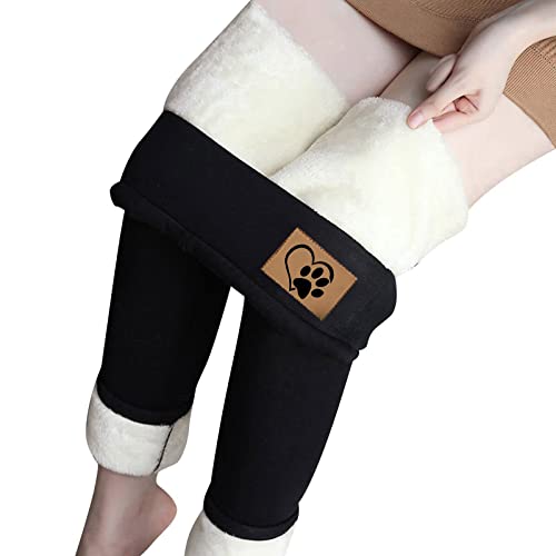 Thermoleggins für Damen Gefüttert Fell Warme Thermohose Leggings Blickdichte Lang Winterleggins Strumpfhose Fleece Baumwolle Thermoleggins Elastische High Waist Winter Winterstrumpfhose Winterhose von Fulidngzg