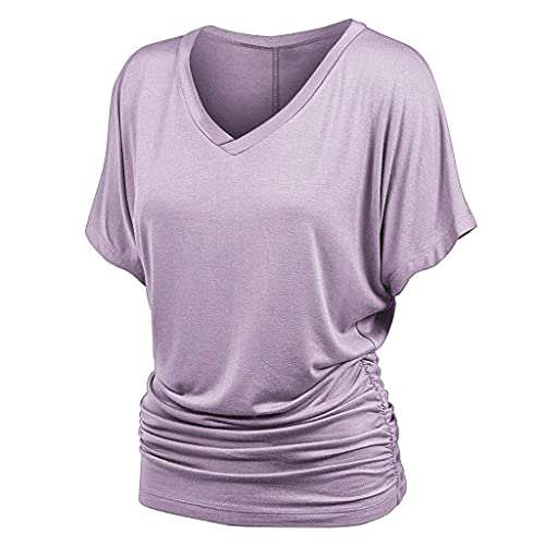 Tshirt Damen Oversize Elegant Schwarzes Tshirt Yoga Fledermaus Chiffon Oberteile Kurzarm Locker Bluse mit Gummizug Am Saum Große Größen Tunika Sommer Festlich Shirts Luse von Fulidngzg