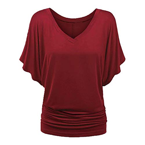 Tshirt Damen Oversize Elegant Schwarzes Tshirt Yoga Fledermaus Chiffon Oberteile Kurzarm Locker Bluse mit Gummizug Am Saum Große Größen Tunika Sommer Festlich Shirts Luse von Fulidngzg