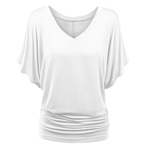 Tshirt Damen Oversize Elegant Schwarzes Tshirt Yoga Fledermaus Chiffon Oberteile Kurzarm Locker Bluse mit Gummizug Am Saum Große Größen Tunika Sommer Festlich Shirts Luse von Fulidngzg