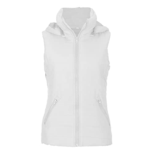Weste mit Kapuze Damen: Softshell Übergangsjacke Elegant Schwarze Fleeceweste Große Größen Übergang Damenweste Leichte Kurz Ultraleicht Steppweste Ärmellose Gesteppt Reißverschluss Wanderjacke von Fulidngzg