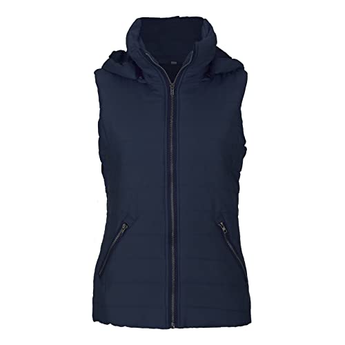 Weste mit Kapuze Damen: Softshell Übergangsjacke Elegant Schwarze Fleeceweste Große Größen Übergang Damenweste Leichte Kurz Ultraleicht Steppweste Ärmellose Gesteppt Reißverschluss Wanderjacke von Fulidngzg