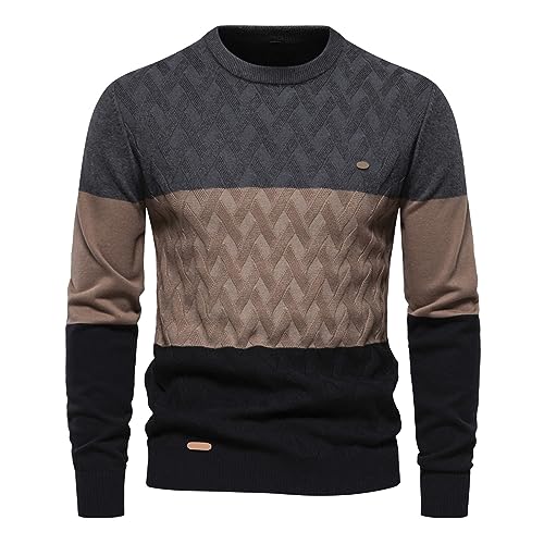 Winterpullover Herren Dünne Herrenpullover Strickpullover Vintage Ohne Kapuze Pullover Leichter Business Cashmere Pulli Warm Basic Fleece Sweater Schwarzer Slim Fit Oversized Pullunder von Fulidngzg
