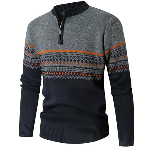 solid pullover herren: Winter mit Kragen Pullover Rollkragenpullover Modern Business Winterpullover Sweatshirt Ohne Kapuze Stehkragen Herrenpullover Kaschmir Strickpullover Strickjacken von Fulidngzg