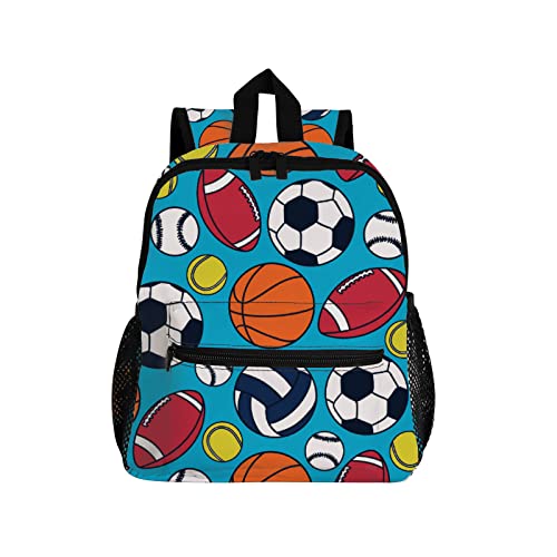 Fuliko Kawaii Rucksack Kinder mit Fach, 14 Zoll Fußball Basketball Rugby Schulranzen Leicht Kindergartenrucksack Mädchen Jungen 3-8 Jahren, Lässig Kinderrucksack Schulrucksack Daypacks von Fuliko