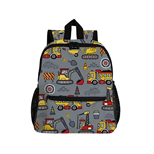 Fuliko Kawaii Rucksack Kinder mit Fach, 14 Zoll Spielzeugauto Dunkelgrau Schulranzen Leicht Kindergartenrucksack Mädchen Jungen 3-8 Jahren, Lässig Kinderrucksack Schulrucksack Daypacks von Fuliko