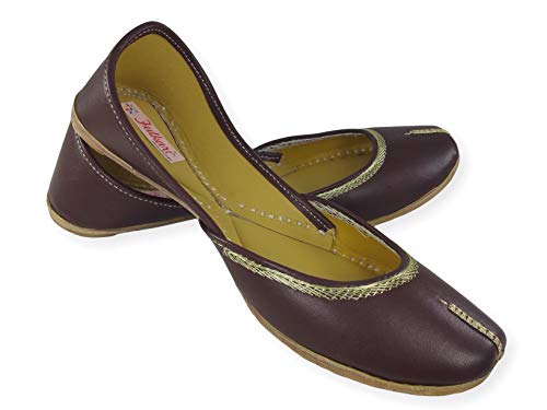 Fulkari Women's Nappa Maroon Gold Jutti | Bite and Pinch Free Soft Jutis | 100% Genuine Leather | Punjabi Officewear Juti | Girl's Dailywear Flats | Indian Ladies Mojari | Smart Casual Ethnic | 5 von Fulkari