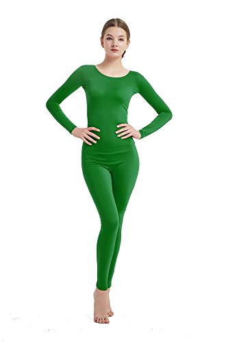 Full Bodysuit Damen Langarm Einteiler Jumpsuit Spandex Zentai Unitard, Grün , L von Full Bodysuit