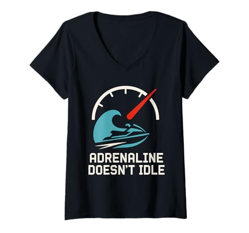 Damen Jetski-Rennfahrer Watercraft PWC-Wettbewerb Speeddrift-Rennen T-Shirt mit V-Ausschnitt Damen Jetski-Rennfahrer Watercraft PWC-Wettbewerb Speeddrift-Rennen T-Shirt mit V-Ausschnitt von Full Throttle Jet Ski Racing Pro Water Sport Rider