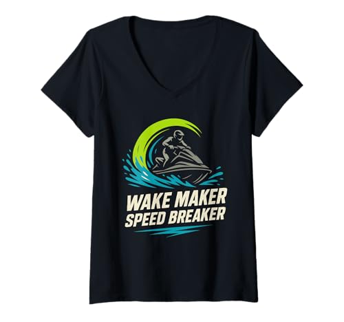 Damen Jetski-Rennfahrer Watercraft PWC-Wettbewerb Speeddrift-Rennen T-Shirt mit V-Ausschnitt Damen Jetski-Rennfahrer Watercraft PWC-Wettbewerb Speeddrift-Rennen T-Shirt mit V-Ausschnitt von Full Throttle Jet Ski Racing Pro Water Sport Rider