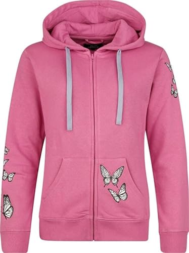 Full Volume by EMP Damen Violette Kapuzenjacke mit Allover Print mit Schmetterlingen L von Full Volume by EMP