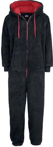 Full Volume by EMP Damen schwarz-roter Jumpsuit aus Plüsch L-XL von Full Volume by EMP