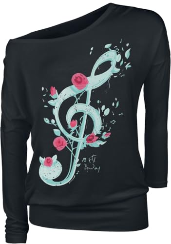 Full Volume by EMP Damen schwarzes Langarmshirt mit Frontprint XL von Full Volume by EMP