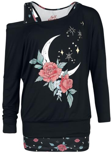 Full Volume by EMP Damen schwarzes Langarmshirt im Double-Layer-Look L von Full Volume by EMP