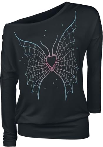 Full Volume by EMP Damen schwarzes Langarmshirt mit Ärmeldruck und Frontdruck M von Full Volume by EMP