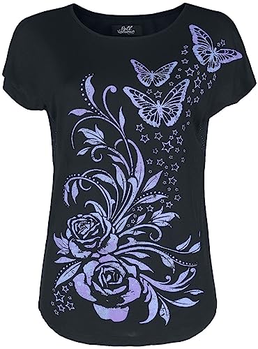 Full Volume by EMP Damen schwarzes T-Shirt mit Print und Meshrücken L von Full Volume by EMP