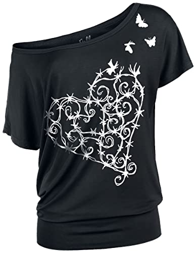 Full Volume by EMP Damen schwarzes T-Shirt mit Stacheldraht-Herz 3XL von Full Volume by EMP