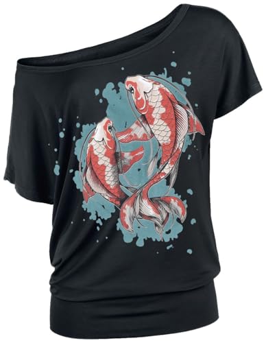 Full Volume by EMP Damen schwarzes T-Shirt mit großem Fisch-Frontprint S von Full Volume by EMP